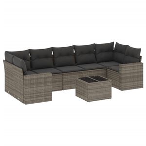 vidaXL 8-dijelni set vrtnih sofa od poliratana s jastucima sivi