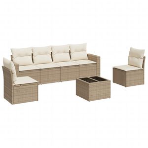 vidaXL 7-dijelni set vrtnih sofa od poliratana s jastucima bež