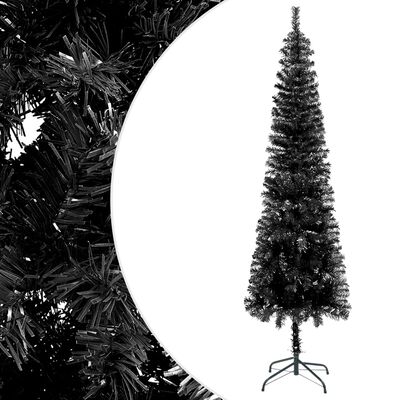 vidaXL Tanko osvijetljeno božićno drvce crno 240 cm
