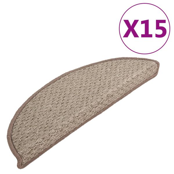 vidaXL Tepisi za stepenice 15 kom smeđi 65x21x4 cm