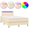 vidaXL Krevet box spring s madracem LED krem 120 x 200 cm od tkanine