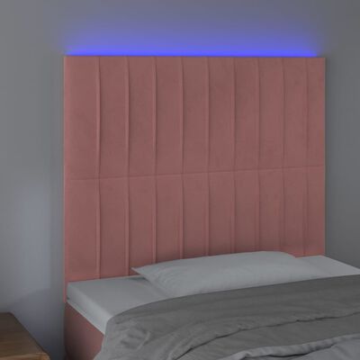 vidaXL LED uzglavlje ružičasto 100x5x118/128 cm baršunasto