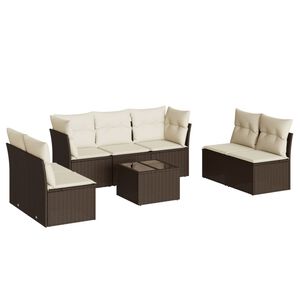 vidaXL 8-dijelni set vrtnih sofa s jastucima smeđi od poliratana