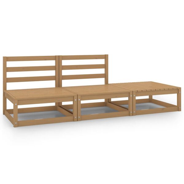 vidaXL 3-dijelna vrtna garnitura od masivne borovine smeđa boja meda