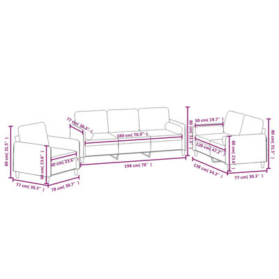 vidaXL 3-dijelni set sofa s jastucima svjetlosivi baršunasti