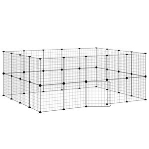 vidaXL Kavez za ljubimce s 36 panela i vratima crni 35 x 35 cm čelični