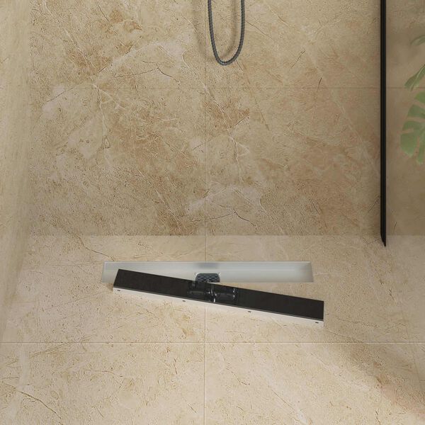 vidaXL Odvod za tu&scaron; s staklenim poklopcem i 360&deg; sifonom Crna 60 cm