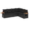 vidaXL 6-dijelni set vrtnih sofa s jastucima crni od poliratana