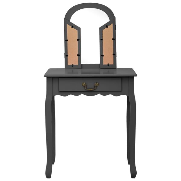 vidaXL Toaletni stolić sa stolcem sivi 65x36x128 cm paulovnija i MDF