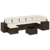 vidaXL 8-dijelni set vrtnih sofa s jastucima smeđi od poliratana