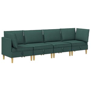 vidaXL Modularni set sofe sa skladi&scaron;tem 4 kom. Tamnozelena Tkanina