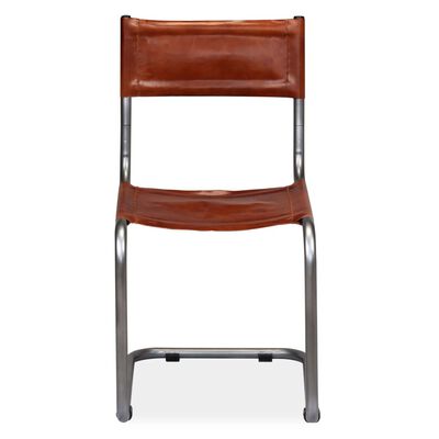 vidaXL Blagovaonske stolice od prave kože 6 kom smeđe