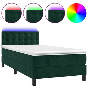 vidaXL Krevet box spring s madracem LED tamnozeleni 80 x 200 cm bar&scaron;un