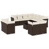 vidaXL 12-dijelni set vrtnih sofa od poliratana s jastucima smeđi