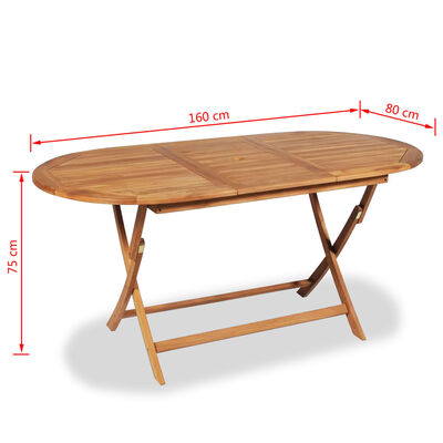 vidaXL Sklopivi vrtni stol od tikovine 160 x 80 x 75 cm