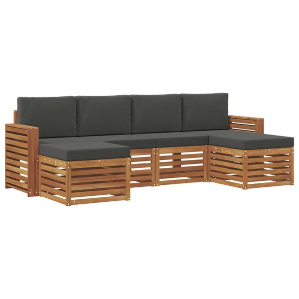 vidaXL Setovi sofa 6 pcs Prirodna i antracit Čvrsto drvo akacije