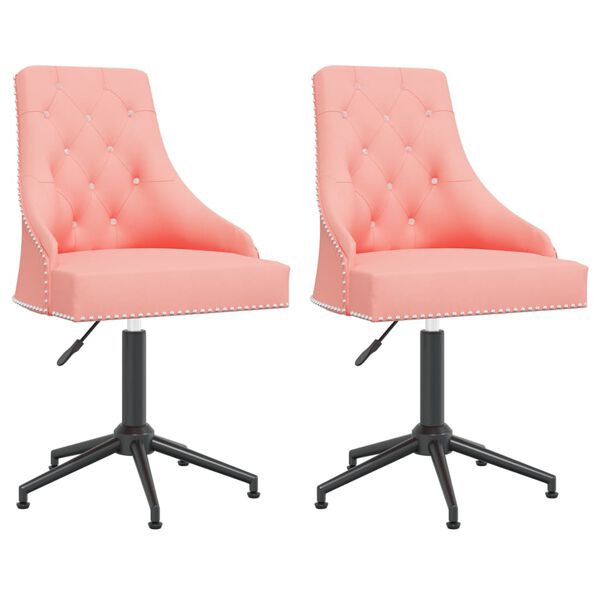 vidaXL Okretne blagovaonske stolice 2 kom ružičaste bar&scaron;unaste