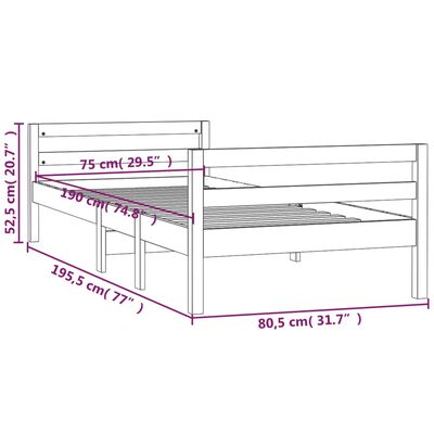 vidaXL Okvir za krevet smeđa boja meda 75 x 190 cm od masivne borovine