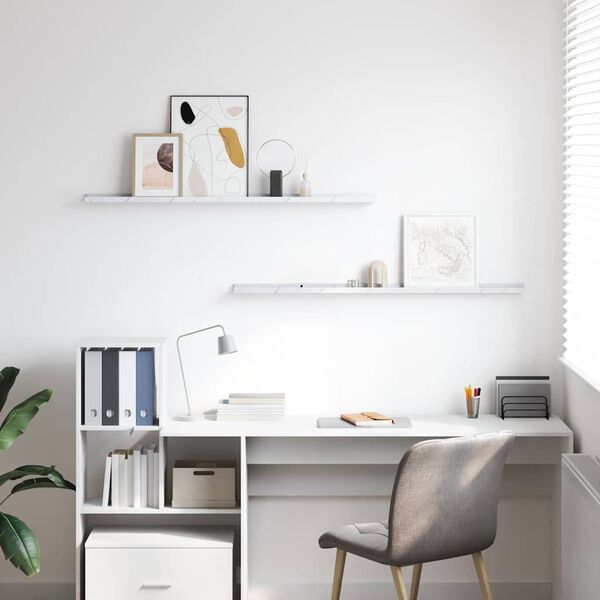 vidaXL Polica na zidu s policom 2 pcs Bijeli mramor 115 x 9 x 3 cm