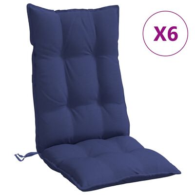 vidaXL Jastuci za stolice s visokim naslonom 6 kom tamnoplavi tkanina