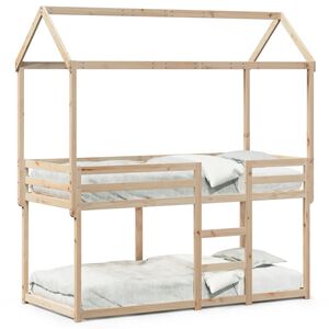 vidaXL Krevet na kat s krovom 90 x 200 cm od masivne borovine