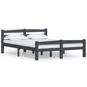 vidaXL Okvir za krevet od masivne borovine tamnosivi 140 x 200 cm