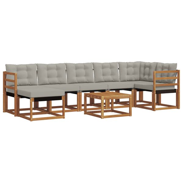 vidaXL Set vanjskih sofa s jastukom 8 pcs Prirodna i svijetlo siva