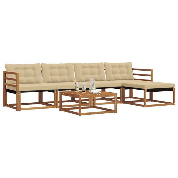 vidaXL Set vanjskih sofa s jastukom 6 pcs Prirodna i bež