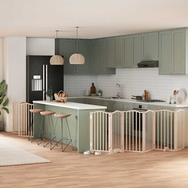 vidaXL Vrata za pse s vrata&scaron;cima 9 panela sklopiva 450 cm drvo topole