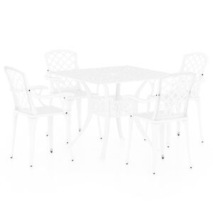 vidaXL 5-dijelni bistro set od lijevanog aluminija bijeli