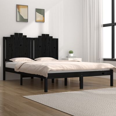 vidaXL Okvir za krevet od masivne borovine crni 120 x 200 cm