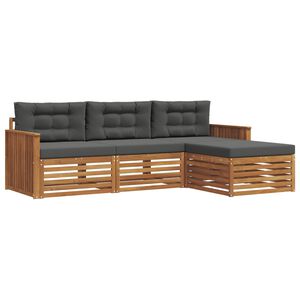 vidaXL Set vanjskih sofa 4 kom. Prirodna i antracit