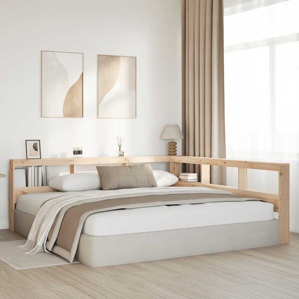 vidaXL Polica za knjige uzglavlje L-oblika 180 cm borovine