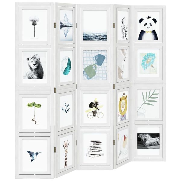 vidaXL Sobna pregrada s 5 panela bijela od masivnog drva paulovnije