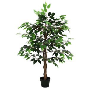 vidaXL Umjetna ficus biljka Zelena 90 x 16 x 110 cm Tkanina i drvo