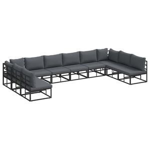 vidaXL Sjedeća garnitura za vrt 10 kom. Crna Aluminij