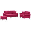 vidaXL 3-dijelni set sofa s jastucima crvena boja vina bar&scaron;unasti