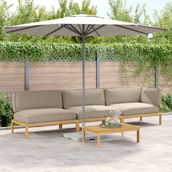 vidaXL Set sofe s jastukom 4 pcs Sivo-smeđa Čvrsto drvo akacije