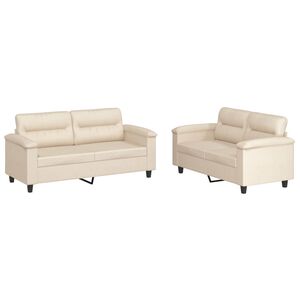 vidaXL 2-dijelni set sofa s jastucima bež od mikrovlakana