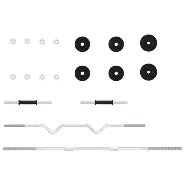 vidaXL Set dvoručnih i jednoručnih utega 30 kg od lijevanog željeza