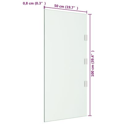 vidaXL Bočna ploča za nadstrešnicu vrata prozirna 50x100 cm staklena
