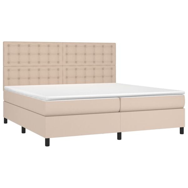vidaXL Krevet box spring s madracem cappuccino 200x200cm umjetna koža