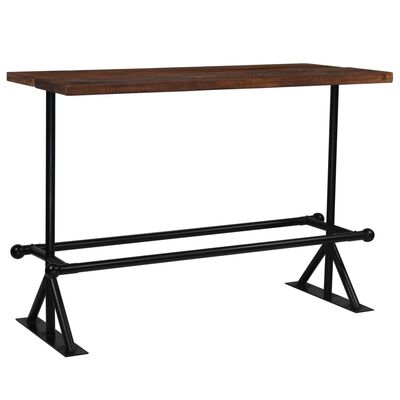 vidaXL Barski stol od masivnog obnovljenog drva 150x70x107 cm tamno smeđi