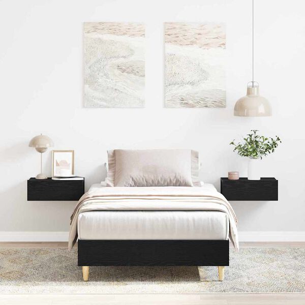 vidaXL Krevetna konstrukcija Crni hrast 90 x 190 cm Konstruirano drvo