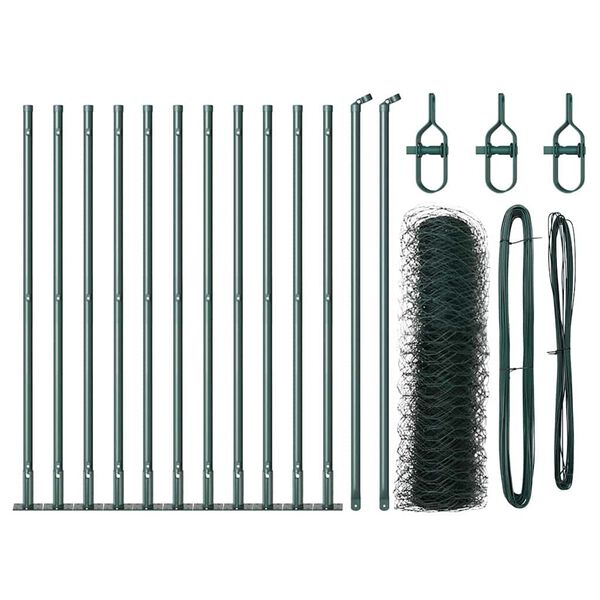 vidaXL Stup za ogradu Zelena 25 x 0,6 m (mreza od 50 mm) Čelik i PVC