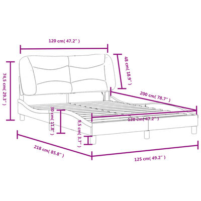 vidaXL Okvir kreveta s LED svjetlima crni 120 x 200 cm umjetna koža