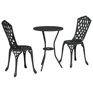 vidaXL Bistro set za vrt 3 pcs Crna Aluminij