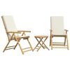 vidaXL 3-dijelni sklopivi bistro set s krem bijelim jastucima bambus