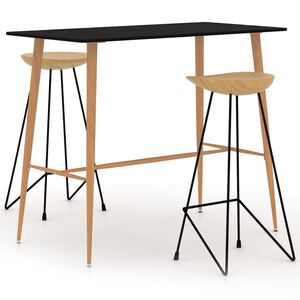 vidaXL 3-dijelni barski set crni