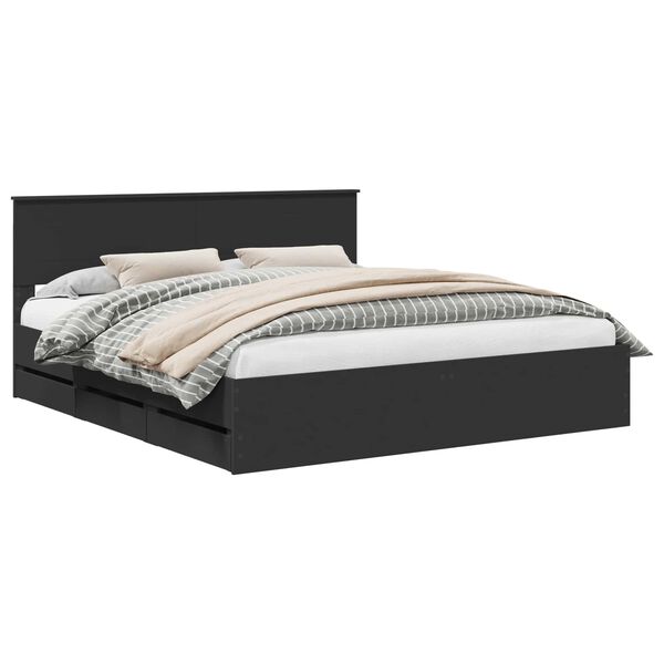 vidaXL Krevetna konstrukcija Crna 180 x 200 cm Inženjersko Drvo